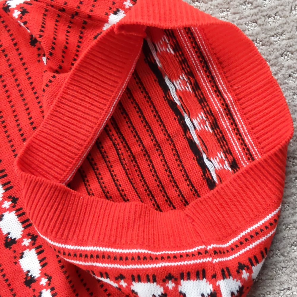 ADORABLE Vintage Kids Red/White Sheep Knit Sweater, Size 5-7 🐑♥️ - Picture 4 of 9